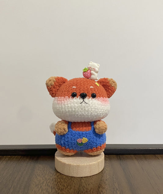 Handmade Micro Crochet Fox Magnetic Figurine