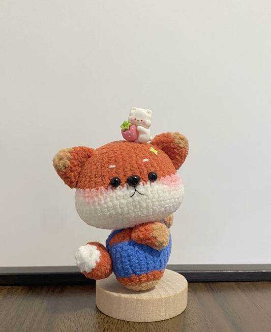 Handmade Micro Crochet Fox Magnetic Figurine